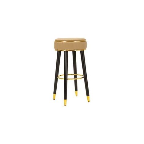 Tabouret de bar London marron design rétro chic doré (1/5)