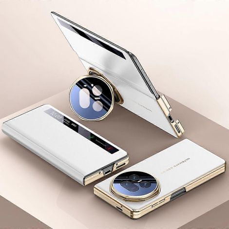 Étui Honor Magic V5 5G - Fenêtre Smart View, étui en cuir avec support pour objectif en métal