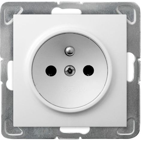 Presa singola GP-1YZ/M/00 con modulo di messa a terra, colore bianco.
