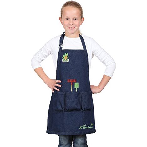 La Cordeline CJN45JEG Grembiule da giardinaggio per Bambino con mostrine/tasche misura 6/8 anni Cotone Blue Jeans H 56 x L 46 cm (1/4)