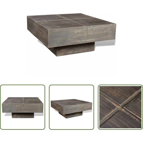 Table d'appoint - Table basse carrée Marron foncé Bois massif de manguier (1/5)