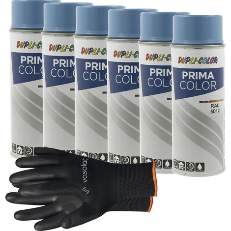 vasalat Dupli-Color Lackspray lichtblau glänzend RAL 5012 - Sprühlack für Metall, Kunststoff und Holz - wetterfeste Sprühfarbe für den Innen- und Außenbereich UV -beständig, 6 Stück
