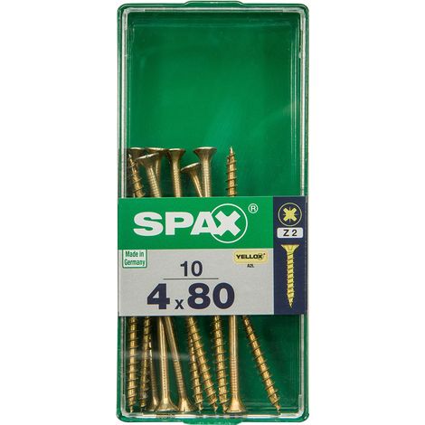 Boîte 10 Unités. Vis A Bois Spax Cab. Plat Yellox 4,0x80mm Spax (1/2)