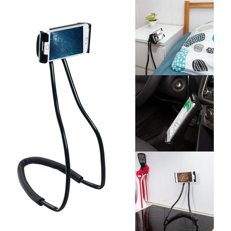 1 Support Téléphone, Rotation 360 Degrés, Réglable, Usage Mains Libres, Pour Lit Voiture Vélo (1/5)