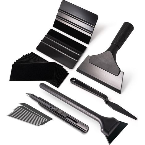 Kit de Films adhésifs pour vitres Auto de Teinte, Kit Covering Outils de Film de fenêtre de Voiture Vinyle, Raclettes en Caoutchouc, Raclette en Feutre, Couteau Utilitaire, Mini-raclettes (1/5)
