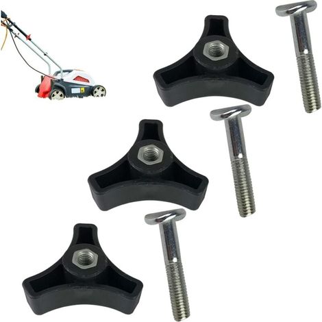 Lot de 3 boulons de poignée Tondeuse à Gazon, Bouton poignée à Triple Angle, écrou Oreilles et boulons, pièces Rechange pour tondeuses Gazon, Accessoires d'équipement électrique, BOU