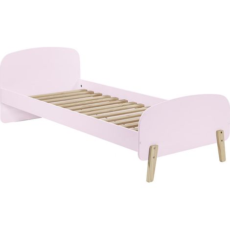 BODHI PINK - Lit 90x200cm Rose et Bois Sommier Intégré (1/3)