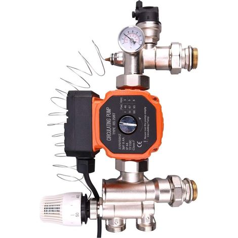 Regulation plancher chauffant pompe melangeur de groupe securite tete thermostatique thermometre - pour collecteur chauffage central pompe de circulation eau chaude