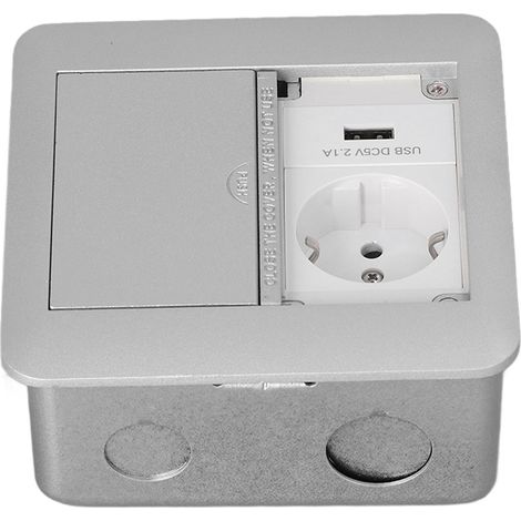 Prise de courant européenne multifonctionnelle à 2 prises, ignifugée et étanche, encastrée, 250 V, gris foncé