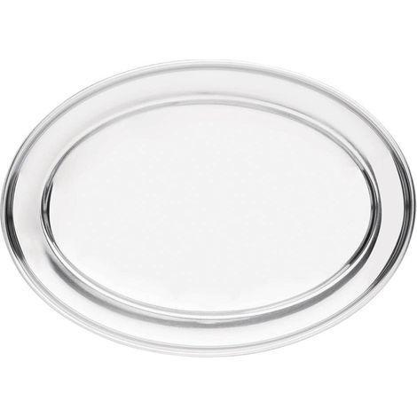 Plat de service ovale en acier inoxydable poli, 50,8 cm de diamètre (1/5)