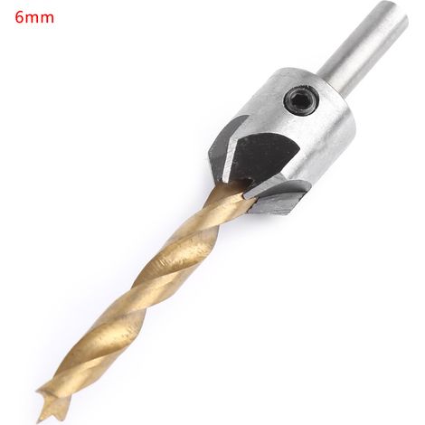 Fraise à lamper Bois Menuiserie Outil de Perçage Tige Ronde avec Clé Hexagonale (6mm) Perceuse à Bois