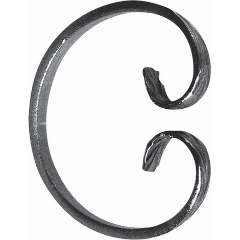 Volute en C fermé finition queue de carpe - Hauteur 115mm Largeur 95mm plat de 12x6mm - Fer forgé - À souder - DECO FER FORGE