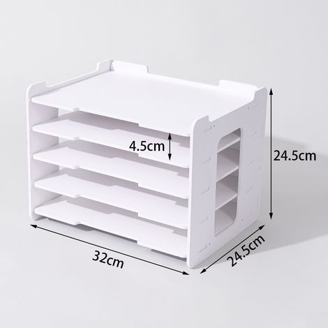 Organiseur de fichiers bureau vertical 5 niveaux, étagère de rangement multifonctionnelle pour documents, dossiers et accessoires (1/5)