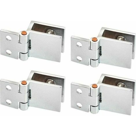 Glas-Scharnier aus Legierung, 4 Stück Glastür-Clipscharnier für Glastüren, 0 Grad, Glasscharnier ohne Bohren für Glastüren (1/4)