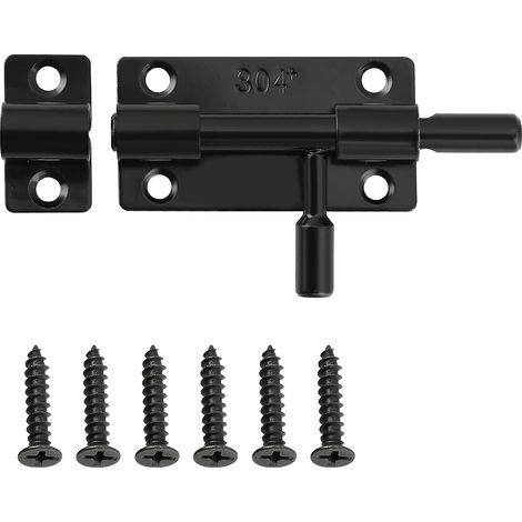 Verrous Loquet Porte Extérieur Loquet de Porte à Boulon Coulissant Verrou de Porte à Barillet Serrure avec Trou pour Cadenas, Finition en 304 Acier Inoxydable, Noir (1/5)