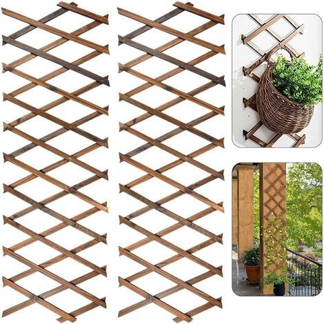 2-teiliges, ausziehbares Rankgitter aus Holz, 180 cm x 30 cm, dekoratives Wandgitter für Kletterpflanzen, geeignet für Schlafzimmer, Garten, Terrasse, Innen- und Außenbereich (1/5)