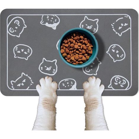 Tapis pour gamelles d'eau et de nourriture pour chiens, tapis pour gamelles d'eau et de nourriture pour chats, tapis avec base, antidérapant et ultra-absorbant, compatible avec plusieurs gamelles pour (1/5)