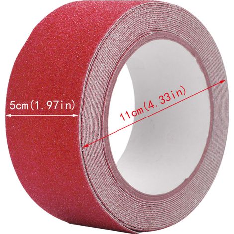 Cinta adhesiva de PVC antideslizante de 5 m x 5 cm, de color gris, para seguridad y decoración de escaleras. (1/5)