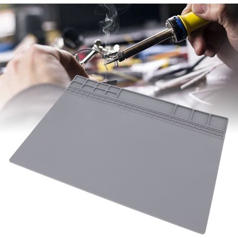 Tapete de trabajo multifuncional, antideslizante y resistente al fuego, fabricado en silicona y apto para altas temperaturas (500 °C), para soldadura y reparación de ordenadores. (1/5)