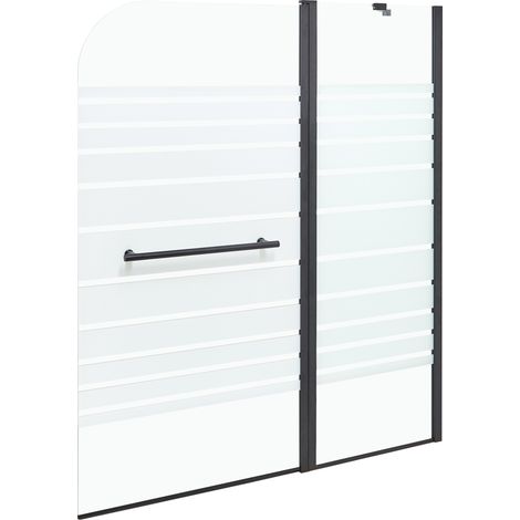 Mampara de baño minimalista con puerta de vidrio templado negro 140 x 120 cm Tuapi