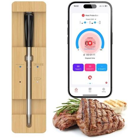 Sonde de cuisson sans fil Bluetooth, thermomètre à viande magnétique de précision, alarme pour smartphone, pour cuisine