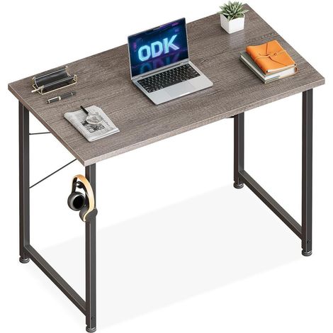 Schreibtisch kleiner 80x40cm Computertisch Holz PC Grau 80&xD740cm (1/5)