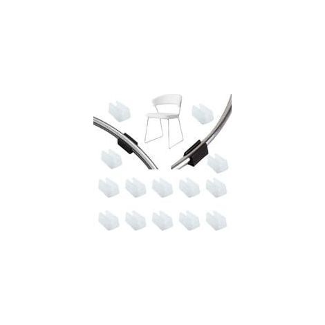 32pcs Patin Pied Chaise Tube Embout Tampon Capuchon Bouchon Protection Plancher Meuble Forme U en Plastique Chaise Casquettes,Chaise Jambe Caps Silicone Tube Pince (10mm,blanc) (1/5)