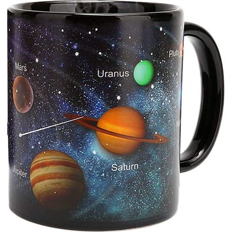 1 Tasse à effet thermique, 330 ml, céramique, motif système solaire, changement de couleur, bureau, maison, cadeau (1/5)