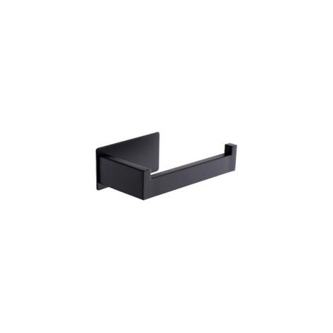 Portarrollos de papel higiénico, no requiere taladrar, autoadhesivo, acero inoxidable, apto para cocina y baño, negro - Crezuo