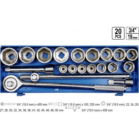 Steckschlüssel 22-50mm 3/4 20 stück. (1/4)