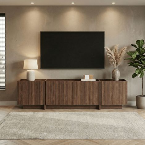 TV-Schrank Japandi Walnuss Melamin Lowen 180 cm