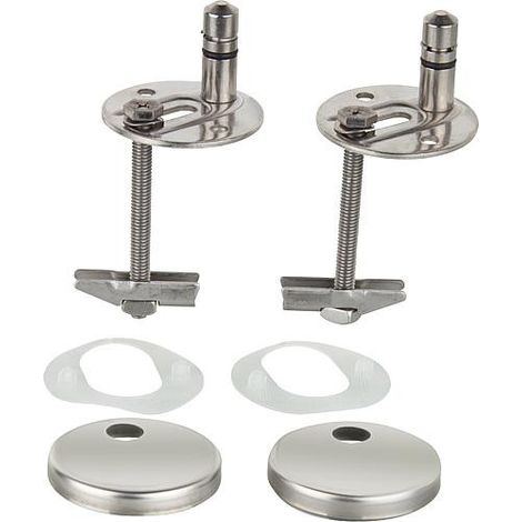 Charnière WC inox pour abattant – Goujon basculant réglage glissière – Hauteur de pivot 24 mm – Avec rondelles à fente – Hamberger Sanitary