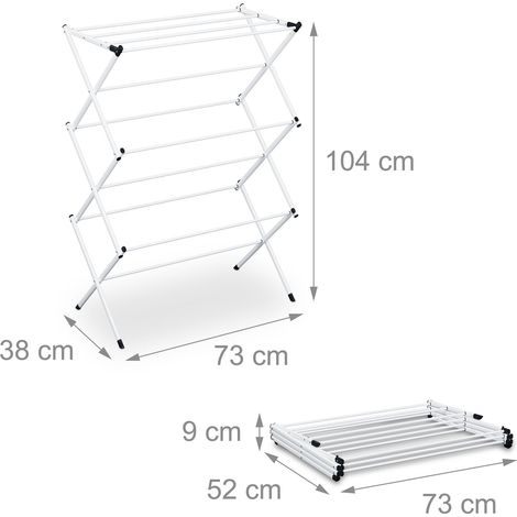 Stendibiancheria pieghevole compatto 104 x 73 x 38 cm per vestiti essenziale in metallo bianco 130015879