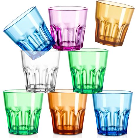Verres En Acrylique - Lot De 8 - Multicolore - Empilables - Lave-Vaisselle - Pour Camping Et Restaurant (1/5)