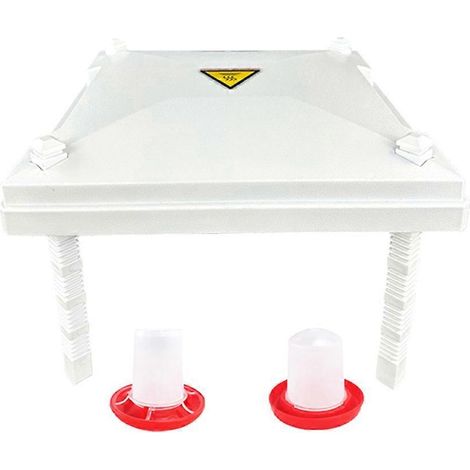 Wärmeplatte für Küken, 31 x 31 cm, für 20 Küken. Höhen- und winkelverstellbar. Europäischer Stecker. (1/5)