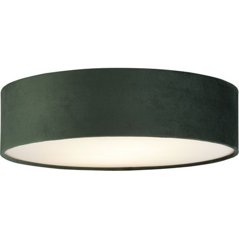 Searchlight Drum Pleat 2 Lumière Velvet Flush, Abat-jour Vert (1/4)