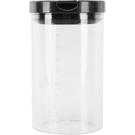 Bocal en verre avec couvercles et graduation, 800ml, récipient de rangement pour aliments secs, cuisine et maison. (1/5)