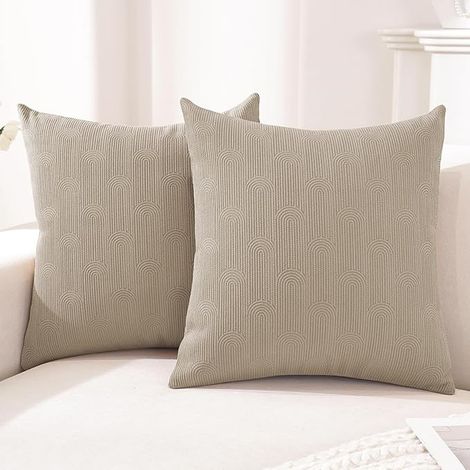 Housse Coussin 40x40 Housse De Coussin Fermeture Eclair Caché Double Face Moderne Doux Lavable Maison Salon Chambre Décoration D'intérieur Beige Foncé (1/5)