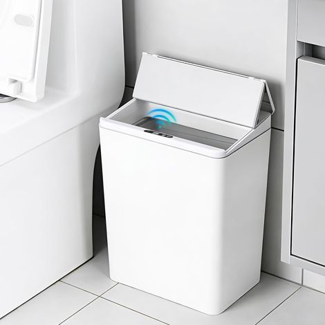 Poubelle avec capteur 13 l, poubelle à capteur avec couvercle, poubelle électrique avec veilleuse, poubelle automatique hermétique pour chambre à coucher, salle de bain, cuisine, bureau (1/5)