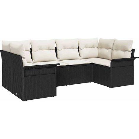 Garden Sofa Set with Storage 6 pcs Black Poly rattan vidaXL