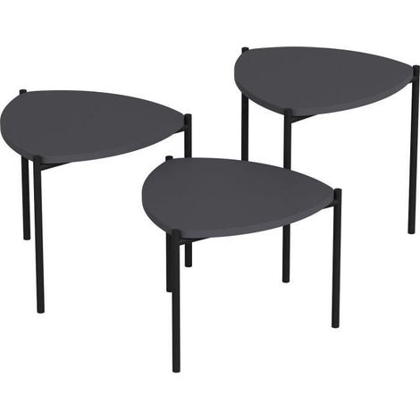 Couchtisch - LENNY - Oval - Anthrazit - 45 / 40 / 35 cm