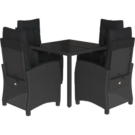 Maison Exclusive - 5-tlg. Garten-Essgruppe mit Kissen Schwarz Pol (1/5)