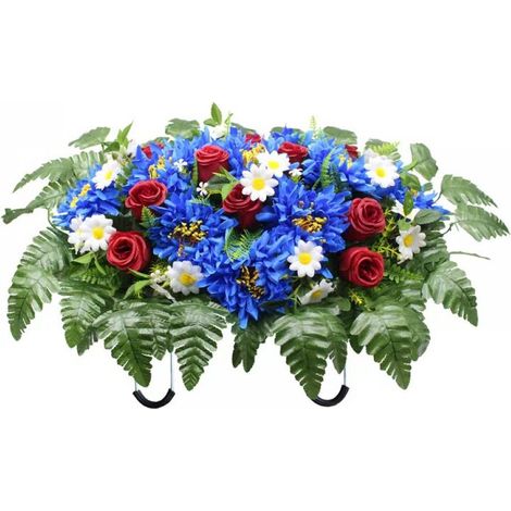 1 Support de fleurs artificielles, vase intégré, pieds réglables, manchons en caoutchouc, décoration pour cimetière (1/5)