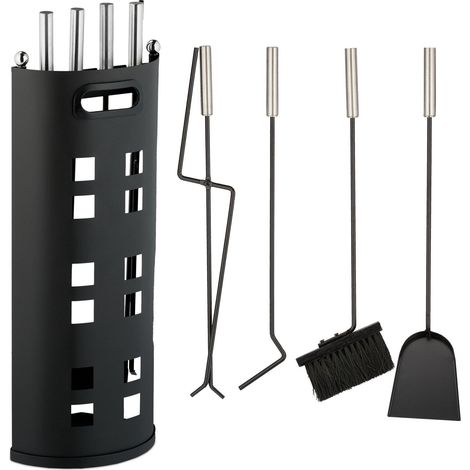 5 teiliges kaminset in schwarz 8830798