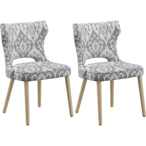 COLAMY Esszimmerstühle 2er Set – Gepolsterte Stühle mit Hoher Rückenlehne im Club-Stil, Jacquard-Bezug, für Esszimmer, Küche und Wohnzimmer