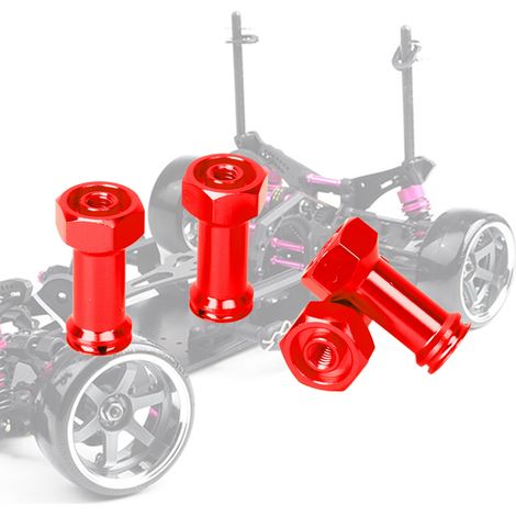 Allonge hexagonale en métal rouge pour extensions de moyeu RC (1/4)