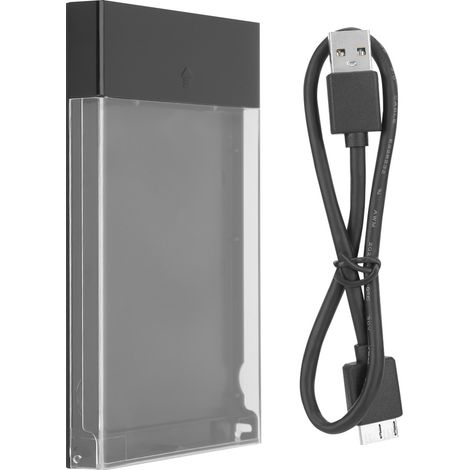 Boîtier HDD USB3.0 Transparent sans Outil pour Disque Dur 2.5 Pouces avec Fermeture à Clip (1/4)