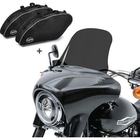 Set Windschutzscheibe SL3 Craftride L - Harley Sport Glide 2018-2020 - Polycarbonat kratzfest - Innentaschen aus wasserabweisendem Nylon