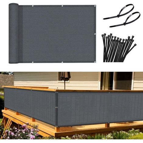 Paravent Brise-Vue Balcon Jardin 90x300 cm HDPE Résistant Vent UV Anthracite avec Fixations (1/4)