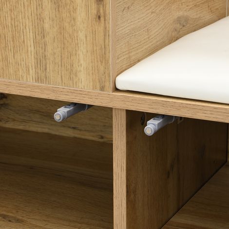 L’ensemble de meubles pour les vêtements comprend 5 crochets à vêtements, un miroir, un meuble pour les chaussures, un étaggere supérieure avec une zone cachée permettant d’accrocher des vêtements (1/5)